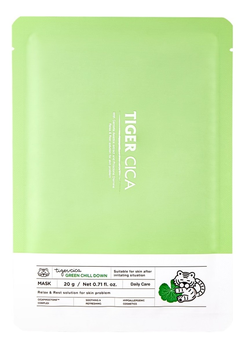 Tiger cica green chill down mask maska w płachcie