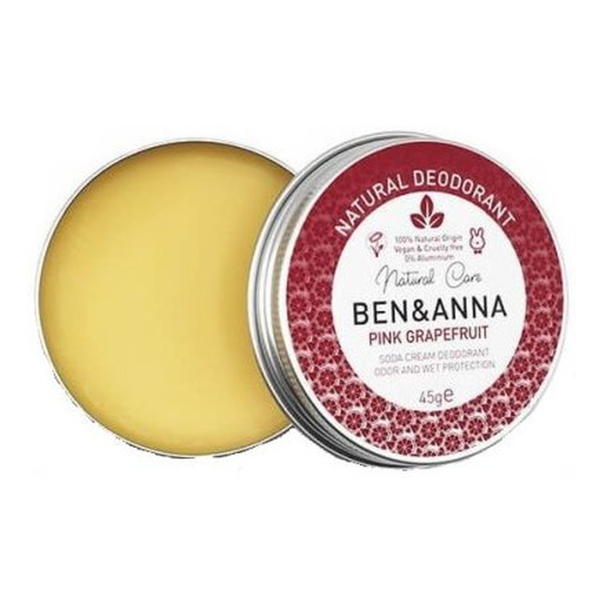 Ben&Anna Natural Deodorant naturalny dezodorant w kremie w aluminiowej puszce Pink Grapefruit 45g