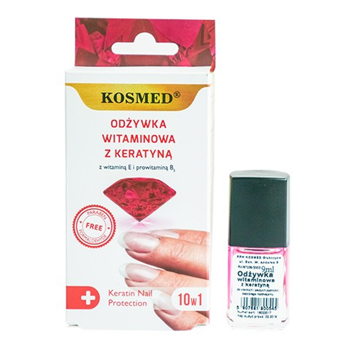 Kosmed Odżywka do paznokci witaminowa z keratyną 10 w 1 9ml