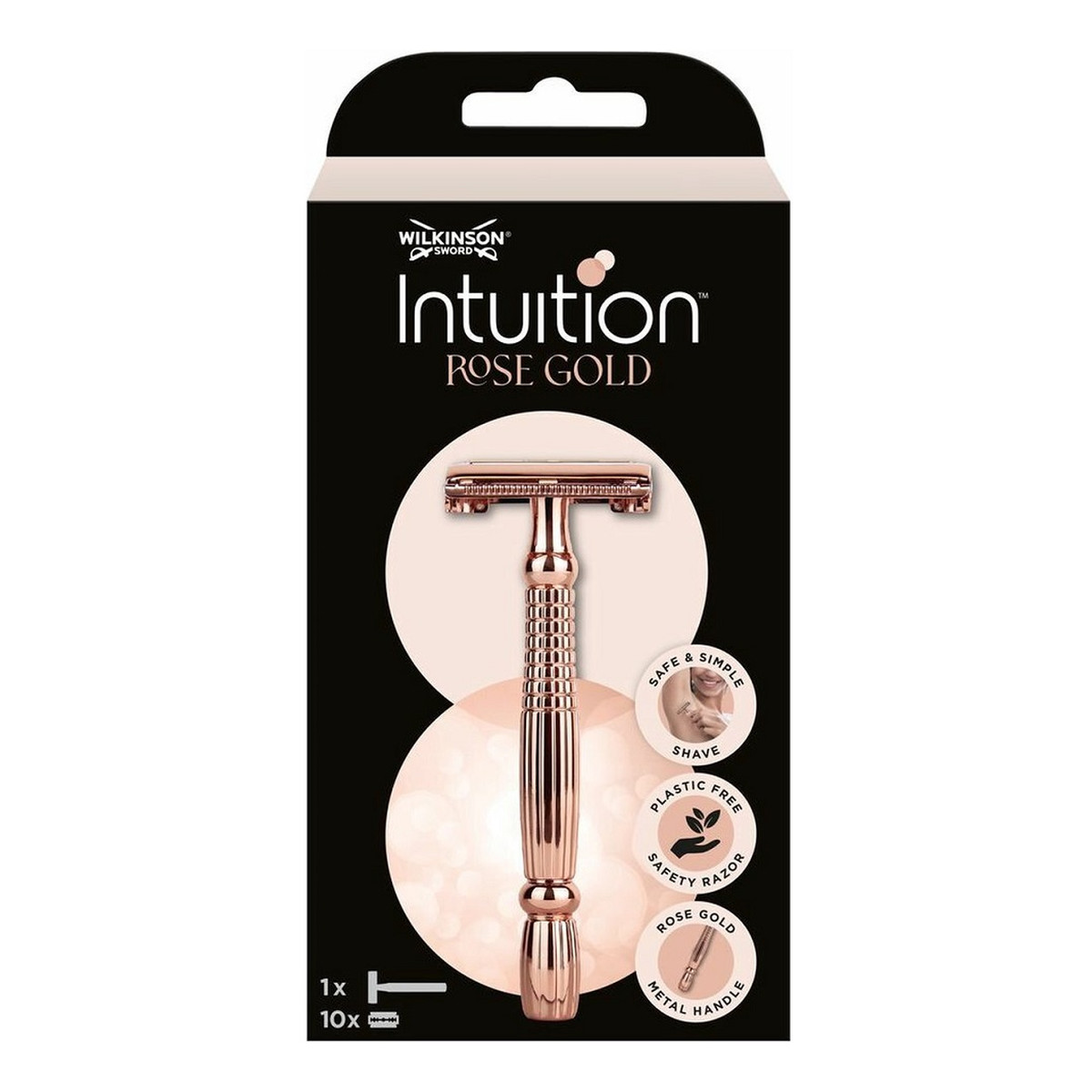 Wilkinson Intuition rose gold klasyczna maszynka do golenia dla kobiet z wymiennymi żyletkami rączka + 10 żyletek