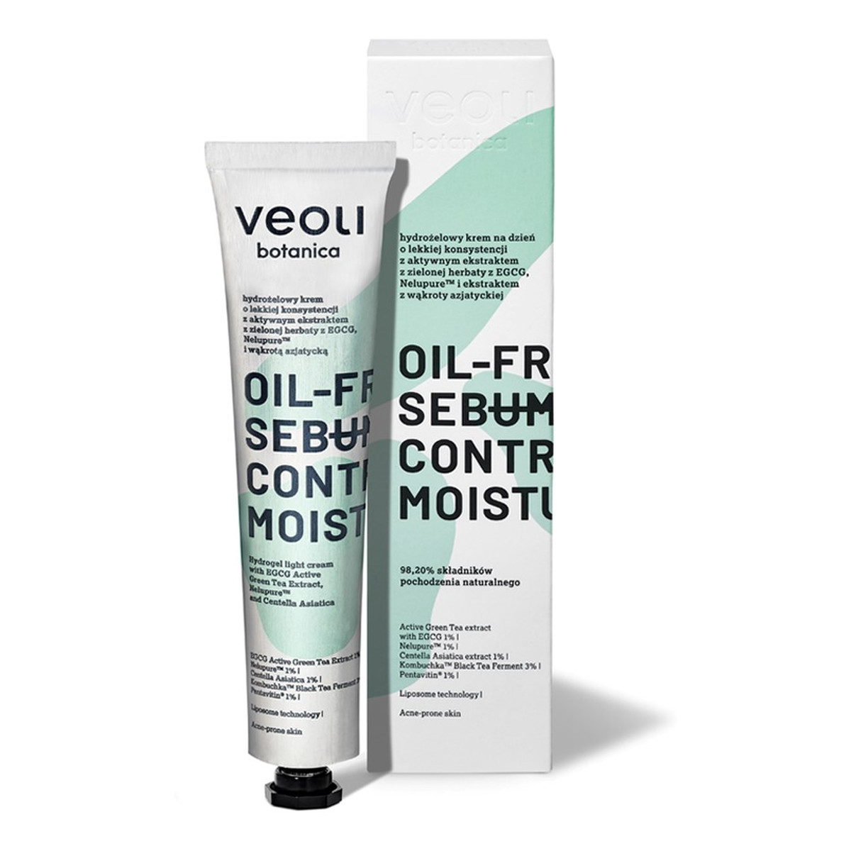 Veoli Botanica Oil-Free Sebum Control Moisturizer hydrożelowy Krem na dzień z ekstraktem z zielonej herbaty 50ml