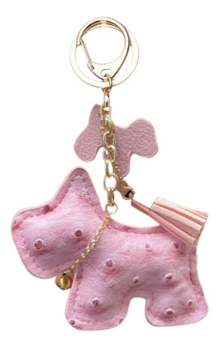 Brelok Do Kluczy Skórzany Różowy Piesek BRL355