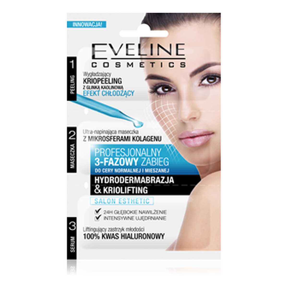 Eveline SALON ESTETIC Maseczka - Profesjonalny 3-etapowy zabieg Hydrodermabrazja & Kriolifting