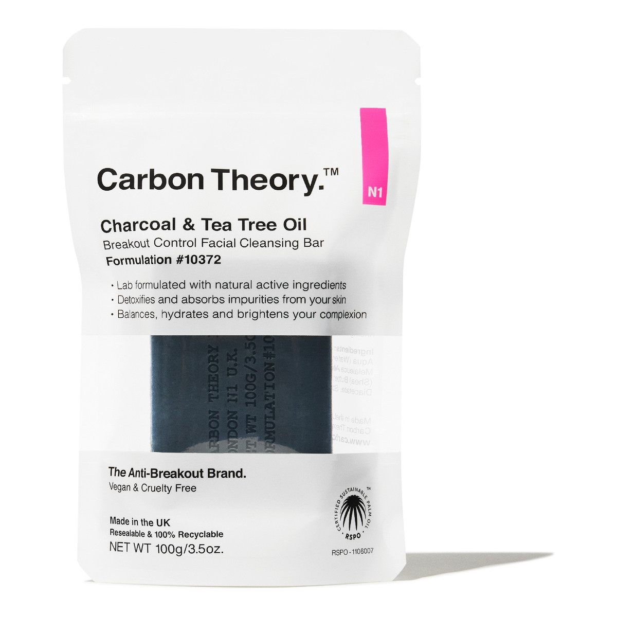 Carbon Theory Charcoal & Tea Tree Oil Oczyszczające mydło do twarzy Facial Cleansing