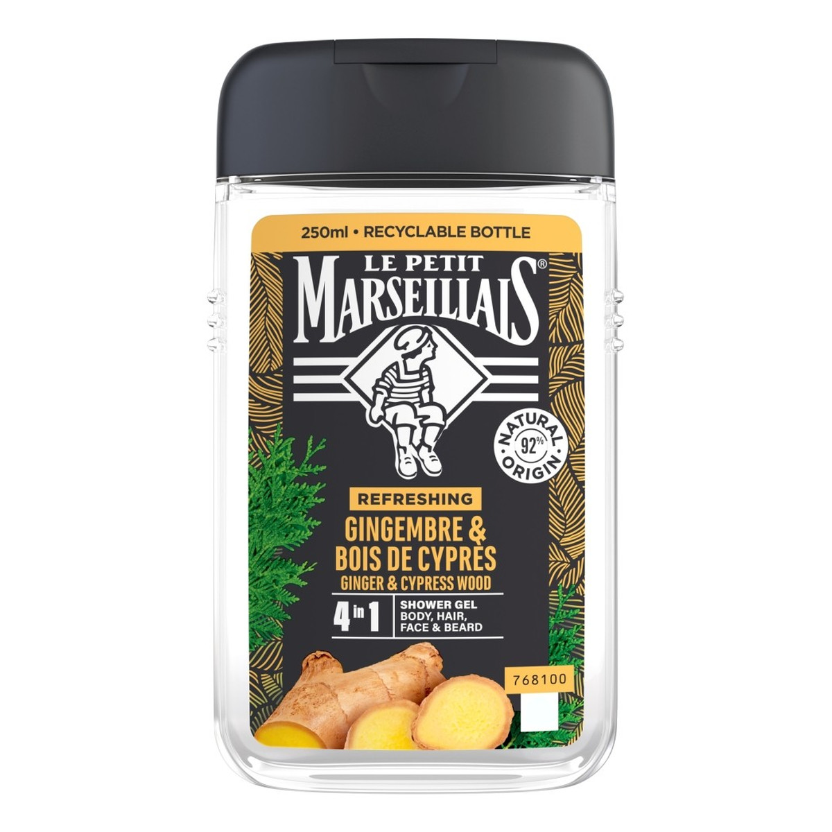 Le Petit Marseillais Odświeżający Żel pod prysznic 4w1 dla mężczyzn - Imbir & Drzewo Cyprysowe 250ml