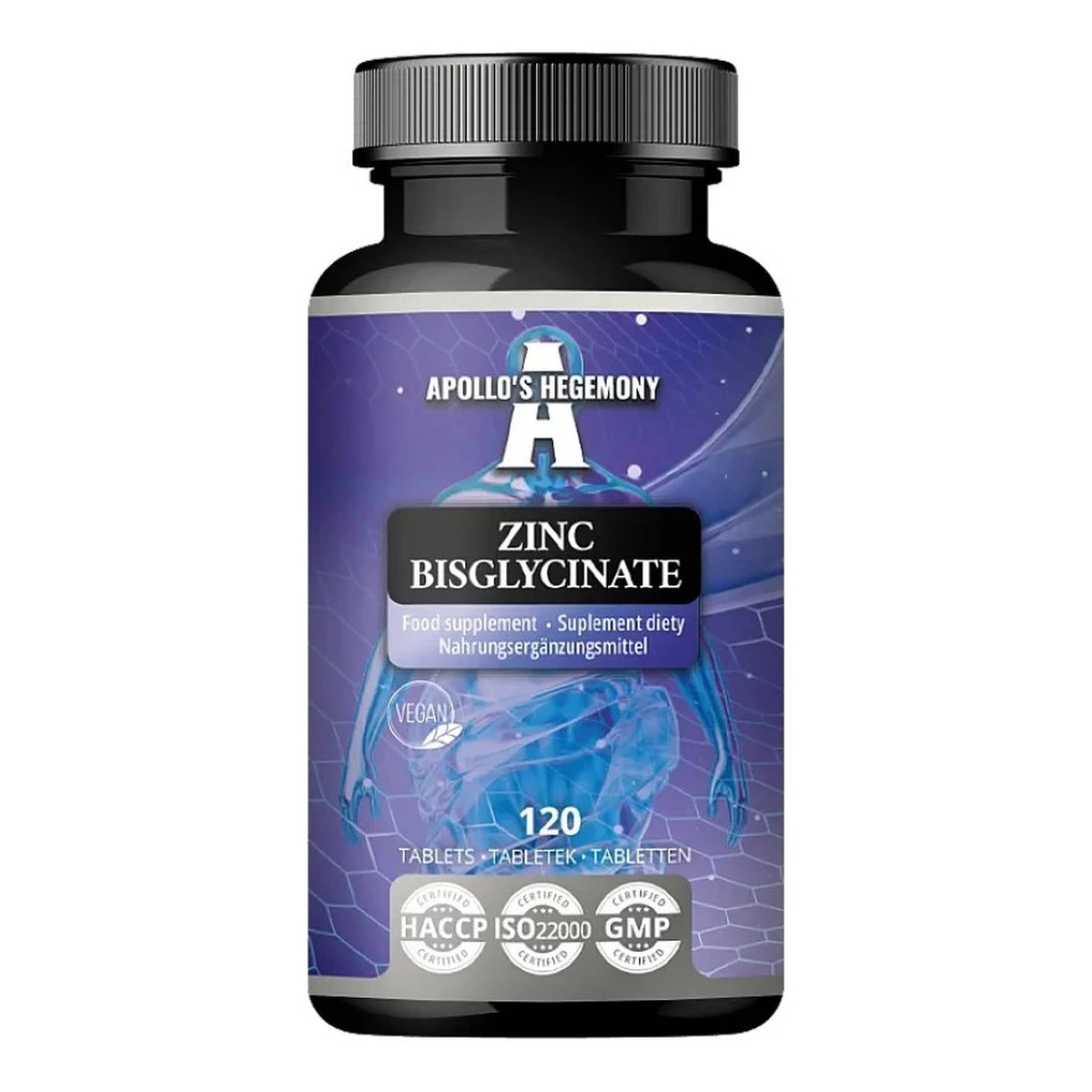 Apollo's Hegemony Zinc Bisglycinate suplement diety 120 Tabletek
