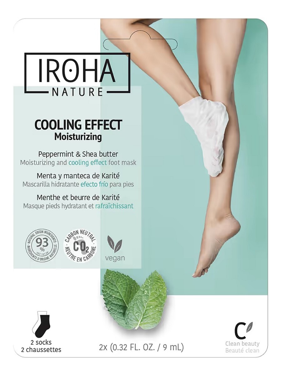 Moisturizing and cooling effect foot mask nawilżająco-chłodząca maseczka do stóp w formie skarpet peppermint & shea butter 2x9ml