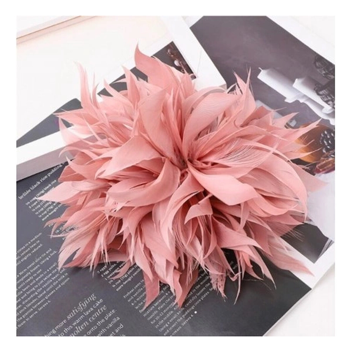 Ecarla Broszka Ozdobna, Spinka Do Włosów 2w1 Pióra Pudrowy Róż BZ207R