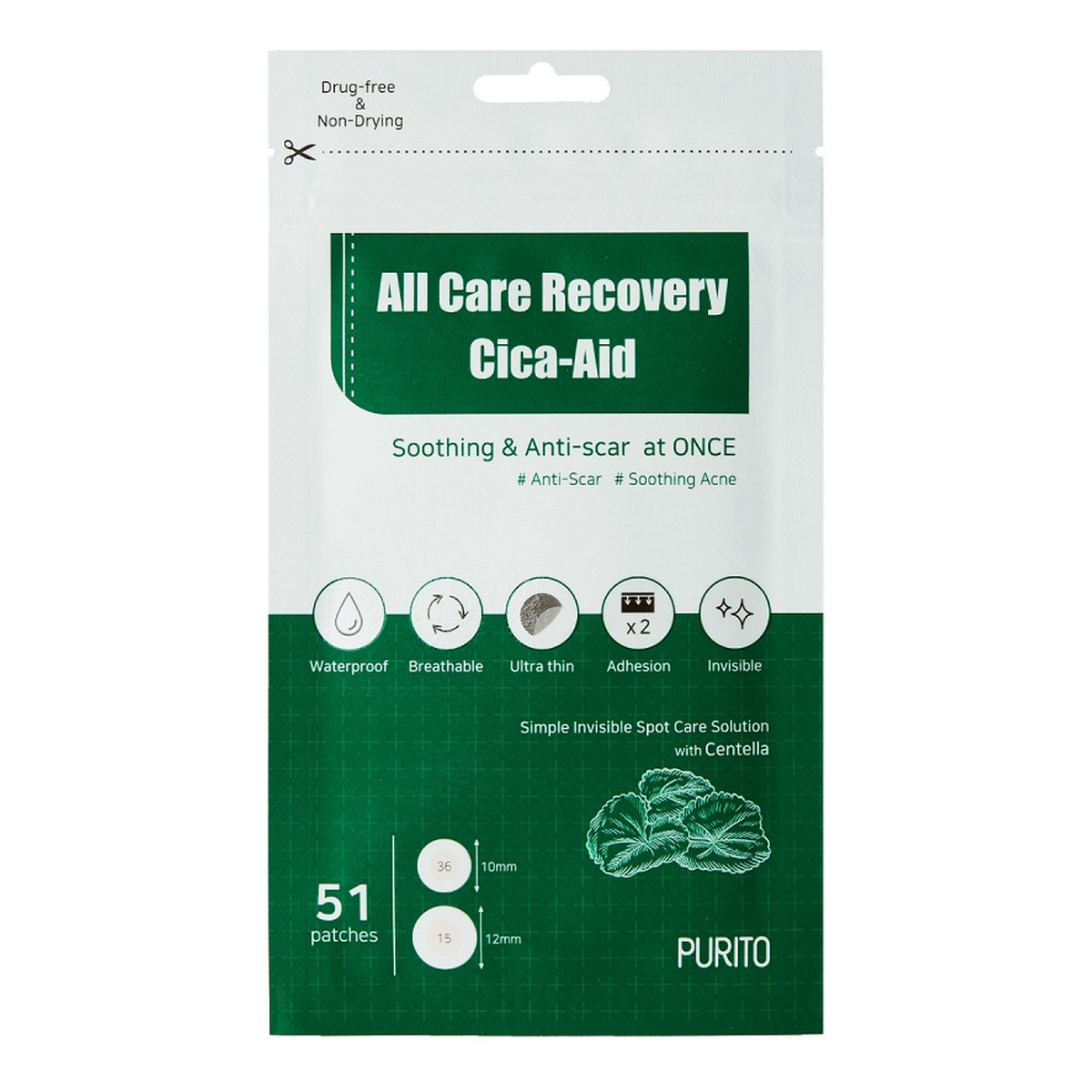 Purito All care recovery cica-aid plasterki na niedoskonałości 51szt.