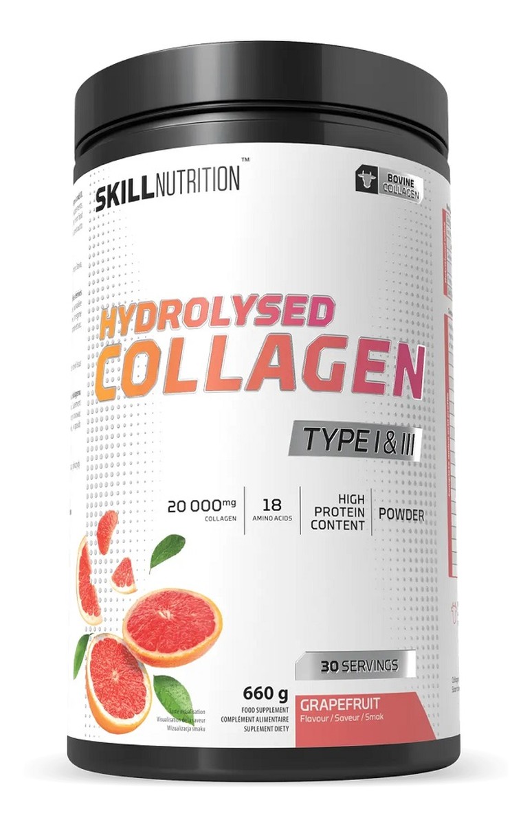 Hydrolysed collagen type i iii suplement diety w proszku grapefruit