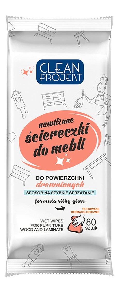 ŚCIERECZKI NAWILŻANE MEBLE I POWIERZCHNIE DREWNIANE 80szt