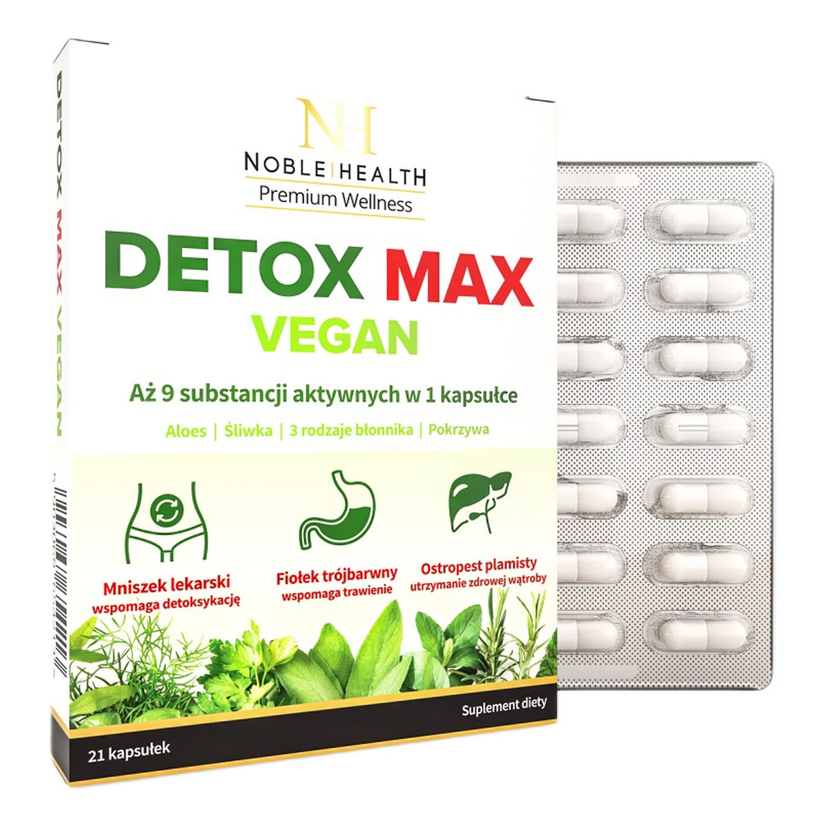 Noble Health Detox max vegan suplement diety 21 kapsułek