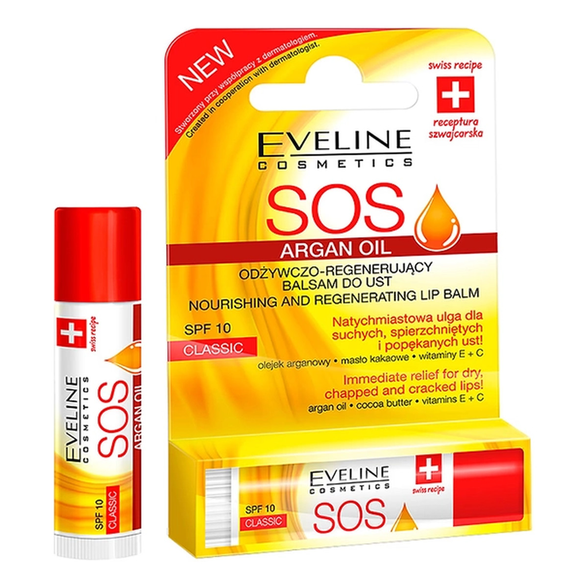 Eveline SOS Argan Oil Odżywczo – Regenerujący Balsam Do Ust Classic