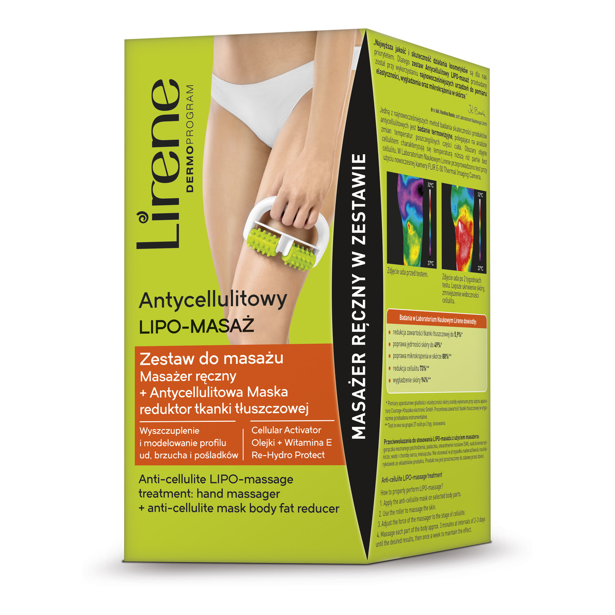 Lirene Dermo Program Antycellulitowy Lipo - Masaż Zestaw Do Masażu - Masażer Ręczny + Antycellulitowa Maska 200ml