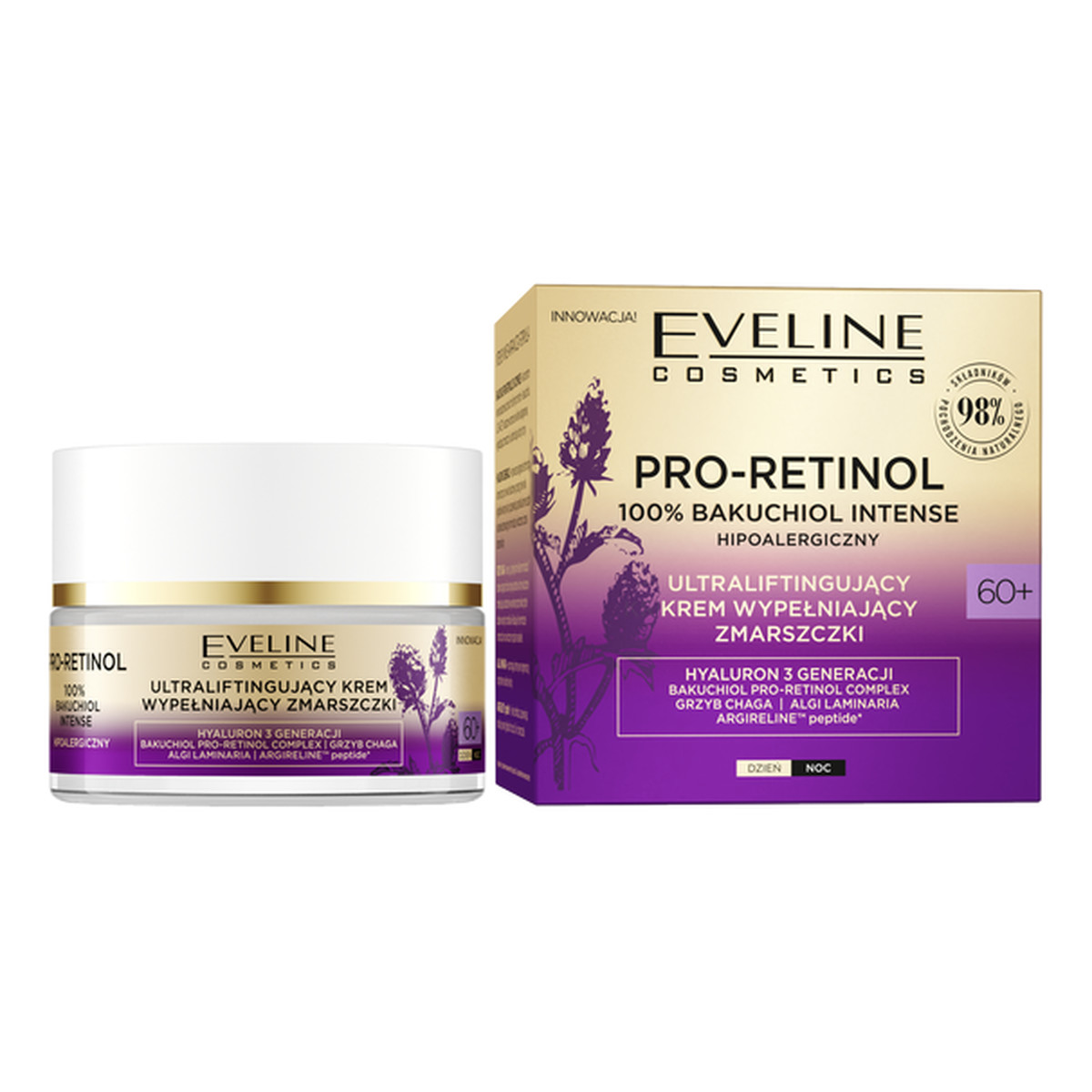 Eveline Pro-Retinol 100% Bakuchiol Intense Ultraliftingujący krem wypełniający zmarszczki 60+ 50ml