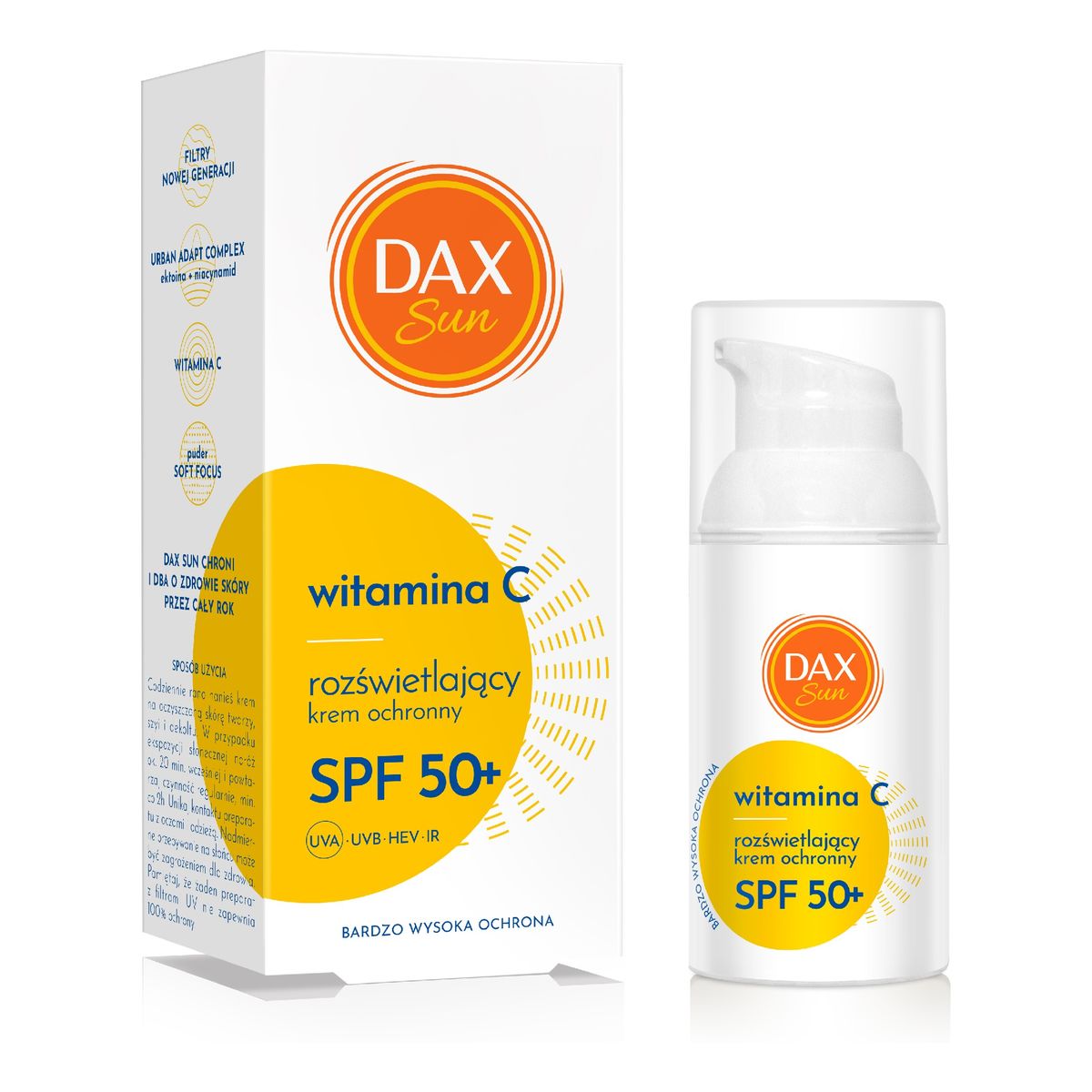 Dax Sun Rozświetlający Krem ochronny z witamina c spf 50+ 30 ml