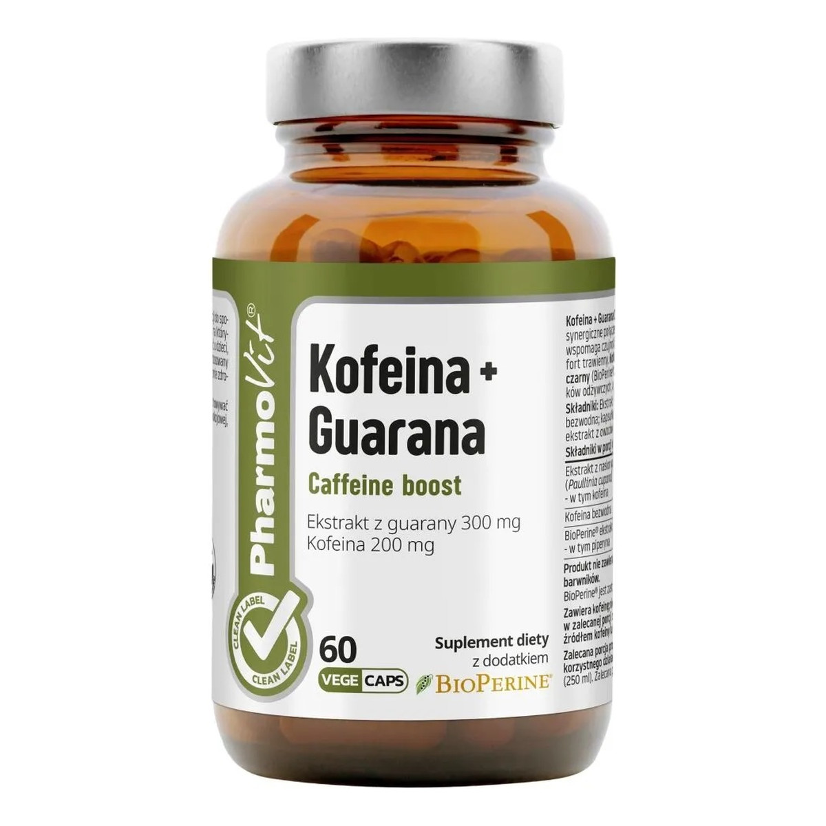 Pharmovit Kofeina + Guarana suplement diety 60 kapsułek 200mg