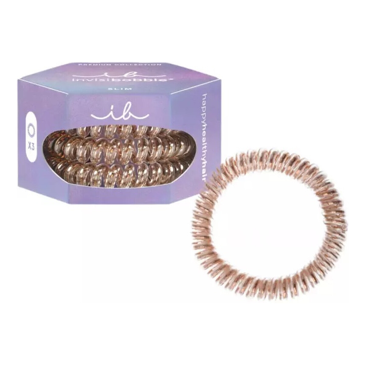Invisibobble Slim Premium gumka do włosów spiralna Bronze Me Pretty 3szt.