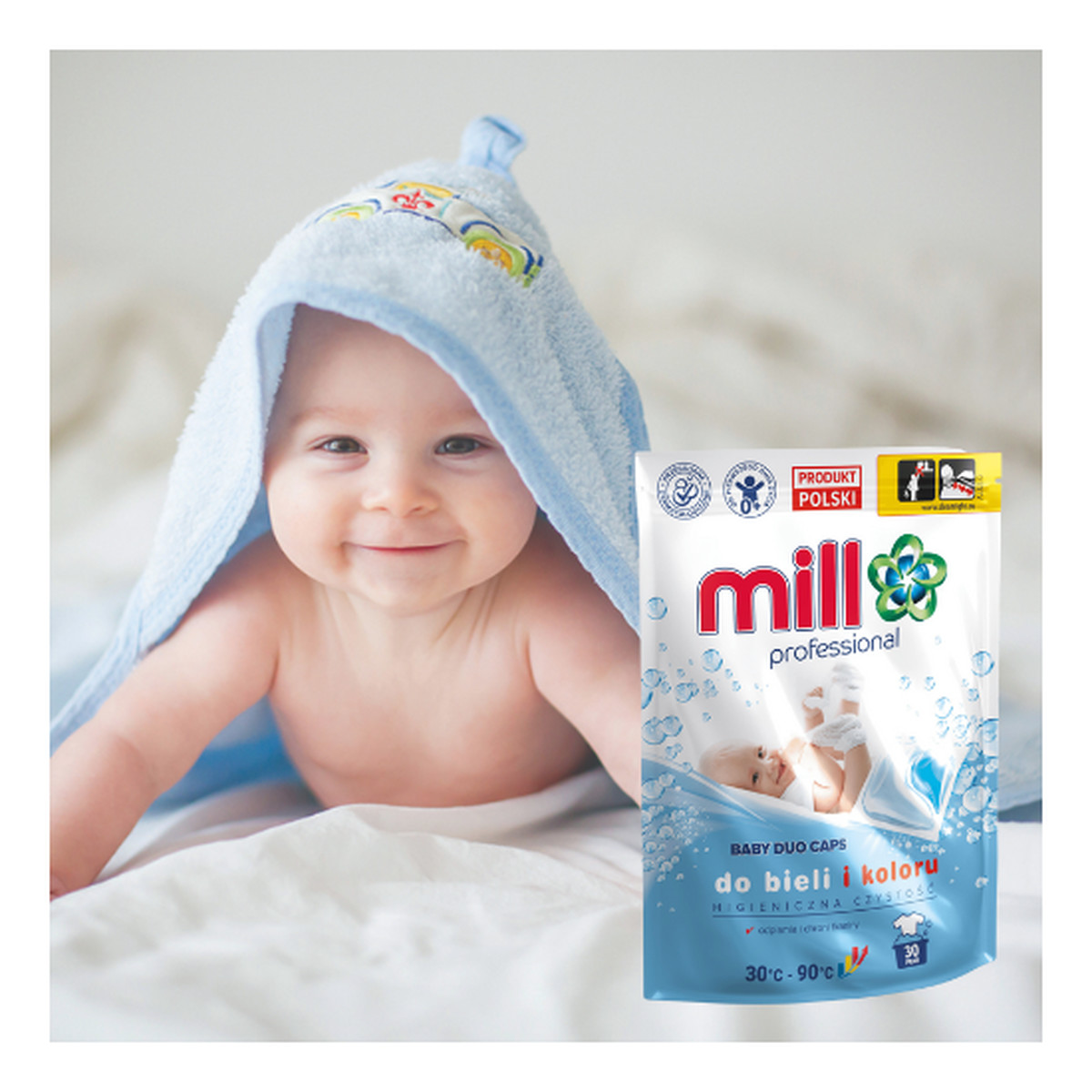 Mill Baby Kapsułki 4w1 do prania białych i kolorowych tkanin 30 szt.