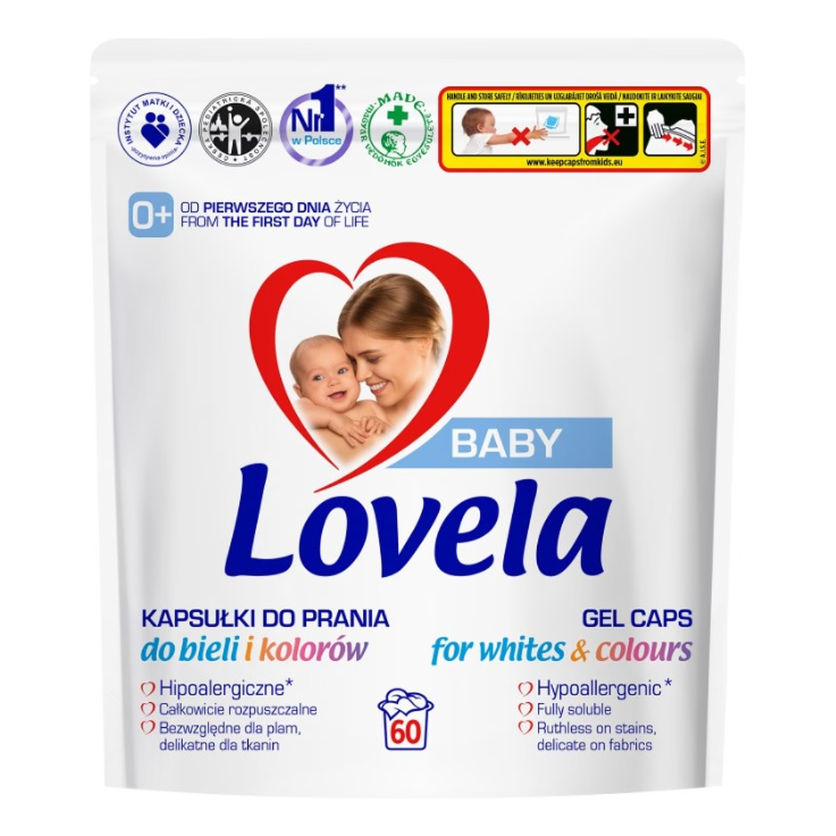 Lovela Baby hipoalergiczne kapsułki do prania do bieli i kolorów 60szt.