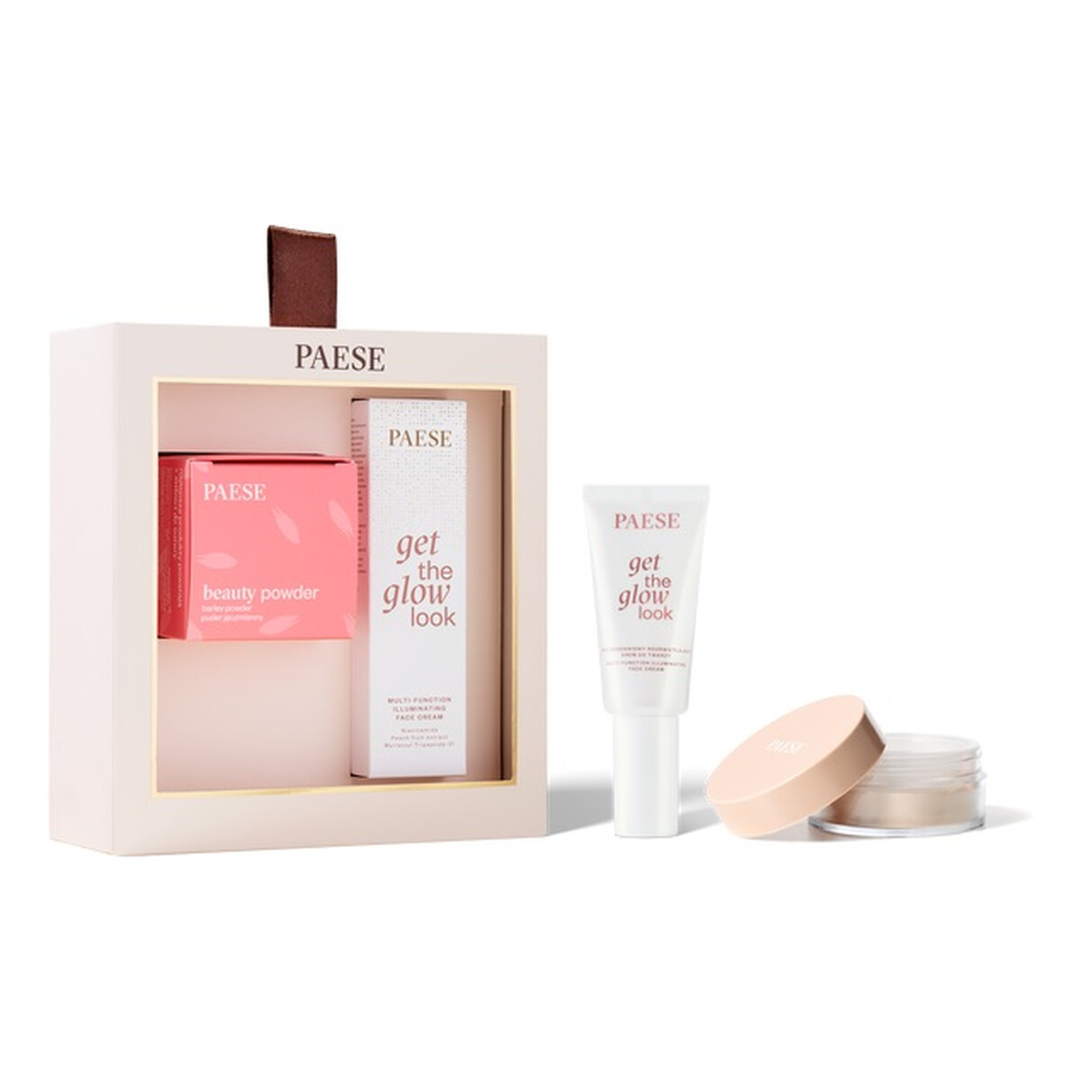 Paese All About The Base 01 Zestaw rozświetlający krem do twarzy 30ml + sypki puder jęczmienny 10g