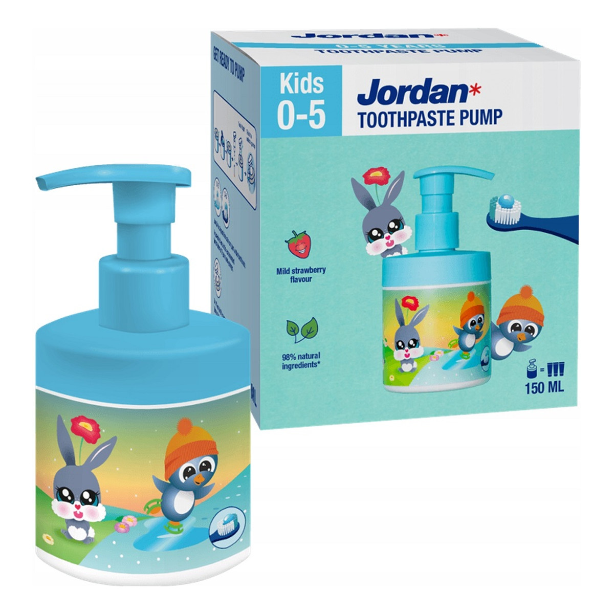 Jordan Kids pasta do zębów dla dzieci z pompką 0-5 lat 150ml