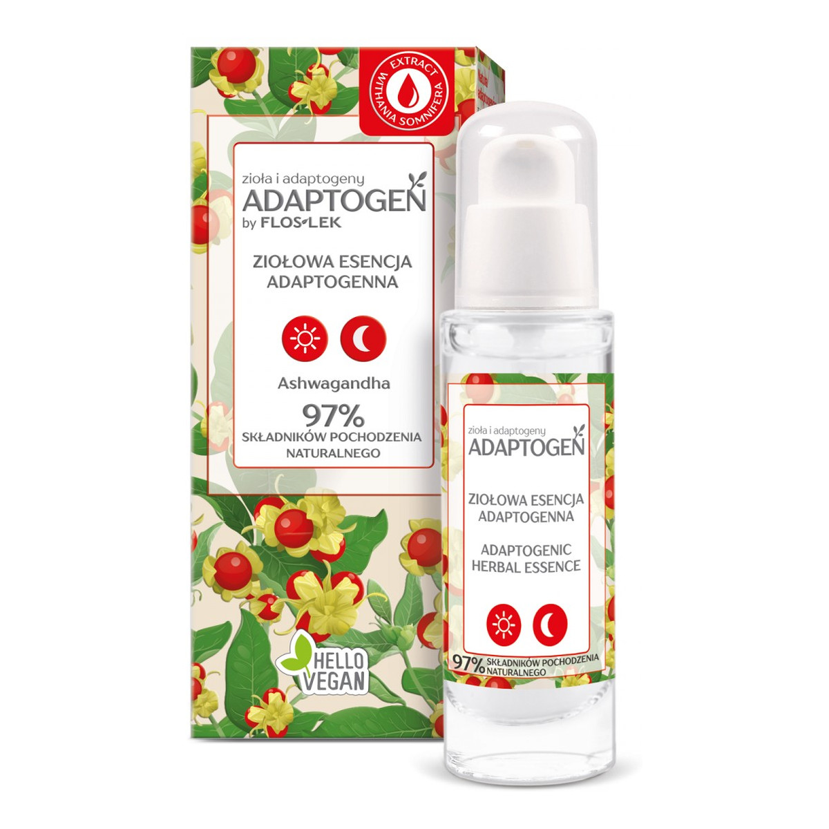FlosLek Adaptogen Ziołowa Esencja adaptogenna na dzień i noc 30ml