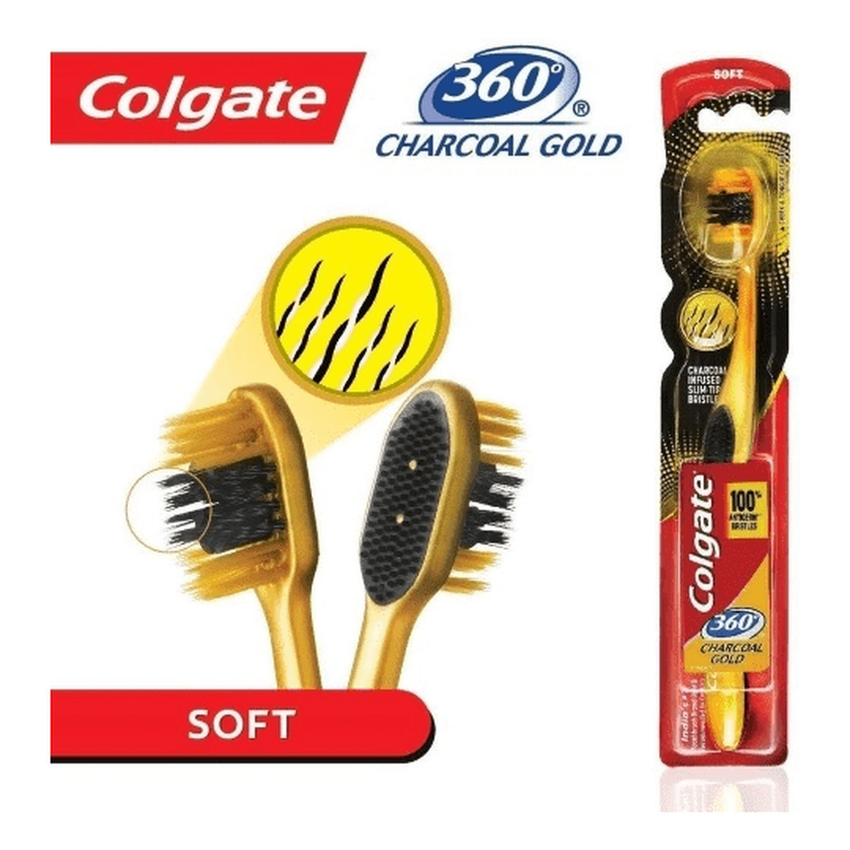 Colgate 360° Szczoteczka do zębów Charcoal Gold Soft