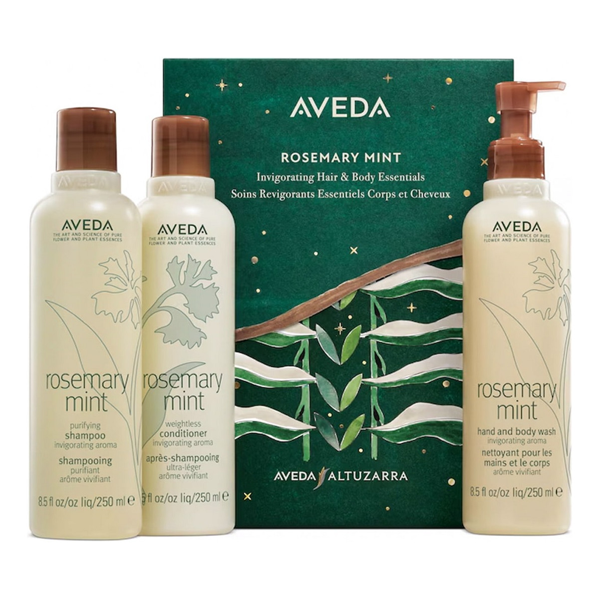 Aveda Rosemary Mint Zestaw szampon do włosów 250ml + odżywka do włosów 250ml + żel do mycia ciała i rąk 250ml