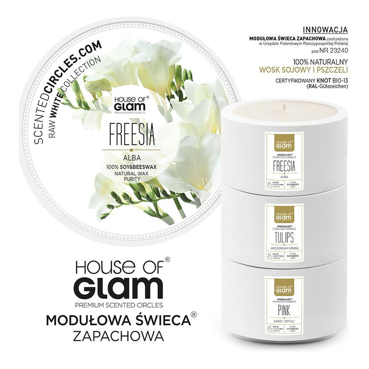 House Of Glam Świeca zapachowa Freesia Alba 200g