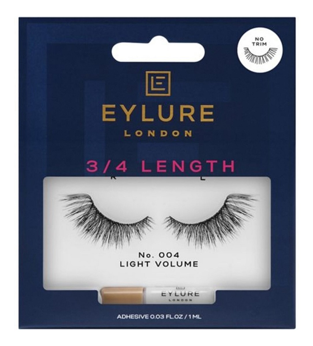 3/4 length lashes sztuczne rzęsy z klejem efekt pogrubienia no. 004