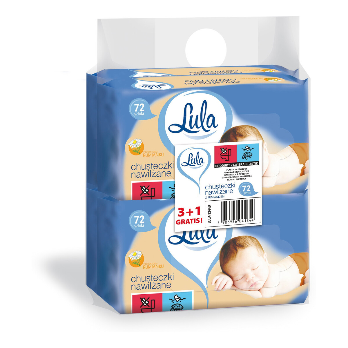 Lula Chusteczki 72szt 3+1gr nawilż.z Rumiankiem