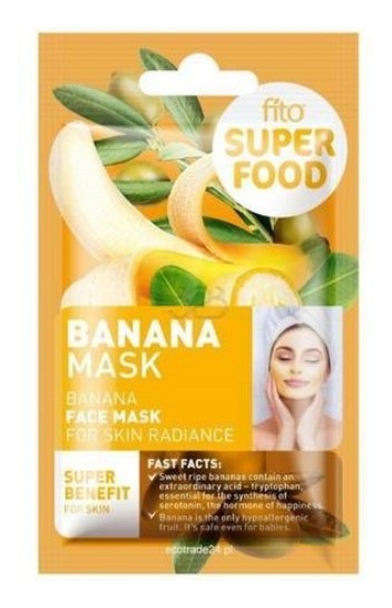 Maska do twarzy, promienna skóra, Banany