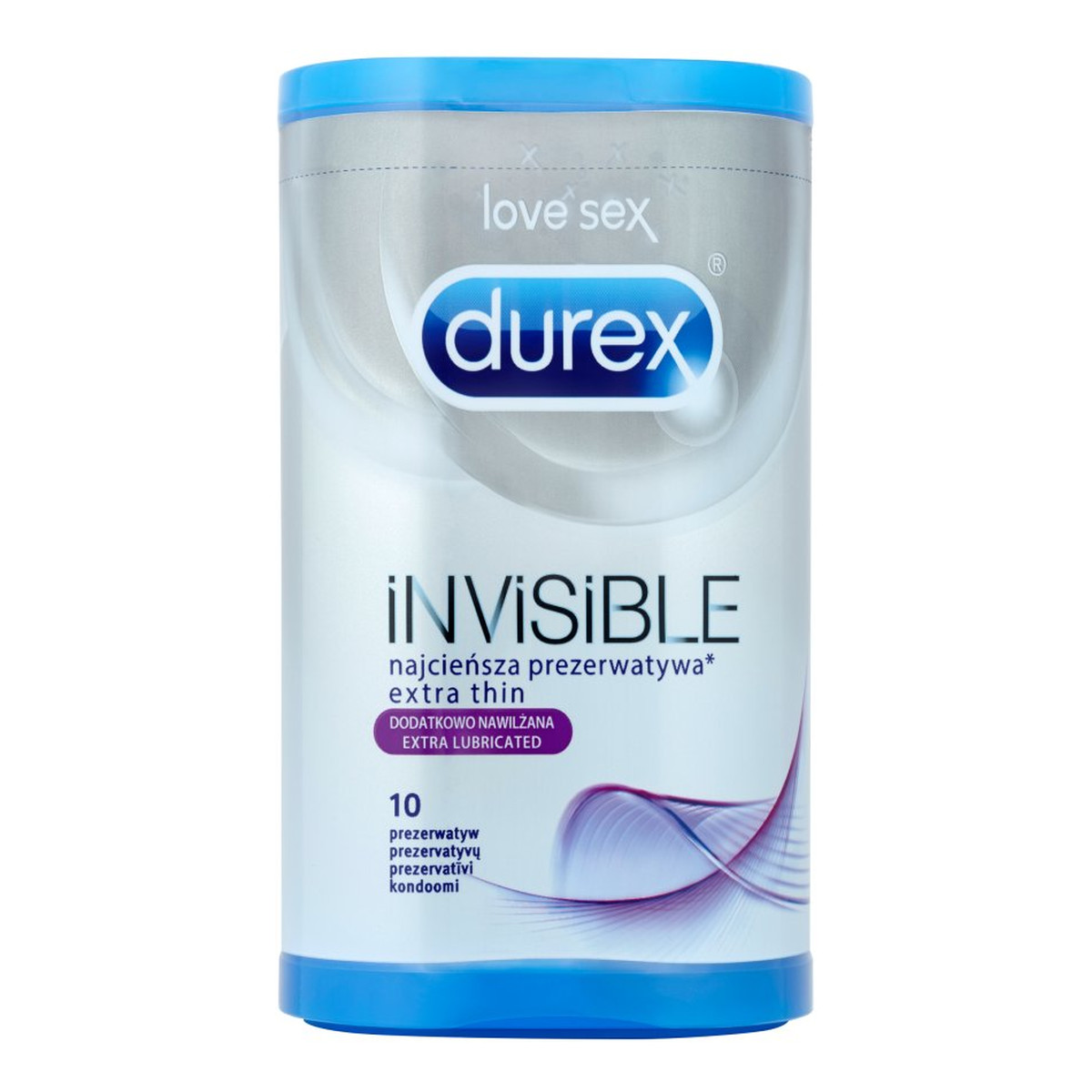 Durex Invisible Prezerwatywy dodatkowo nawilżane (pudełko) 10 szt.