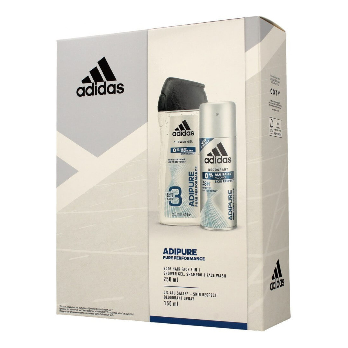 Adidas Adipure Men zestaw prezentowy (dezodorant 150ml+żel pod prysznic 3w1 250ml)