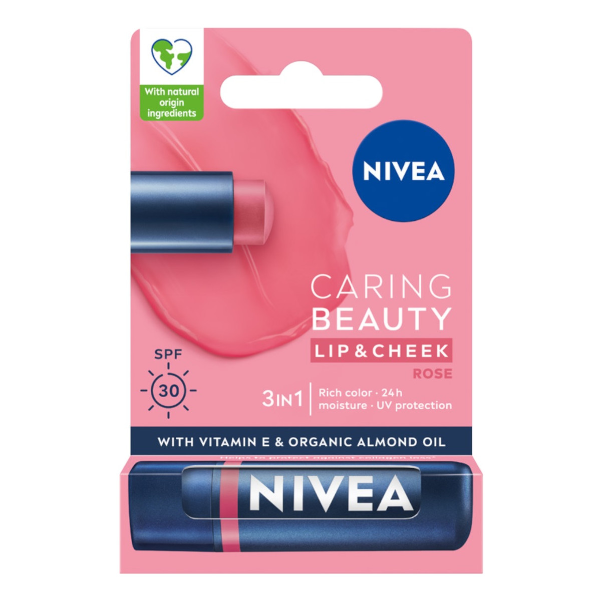 Nivea Caring Beauty Pielęgnująca Pomadka do Ust 3w1 Rose 4.8g