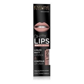 Eveline OH my Lips zestaw do makijażu ust matowa pomadka w płynie + kredka do ust