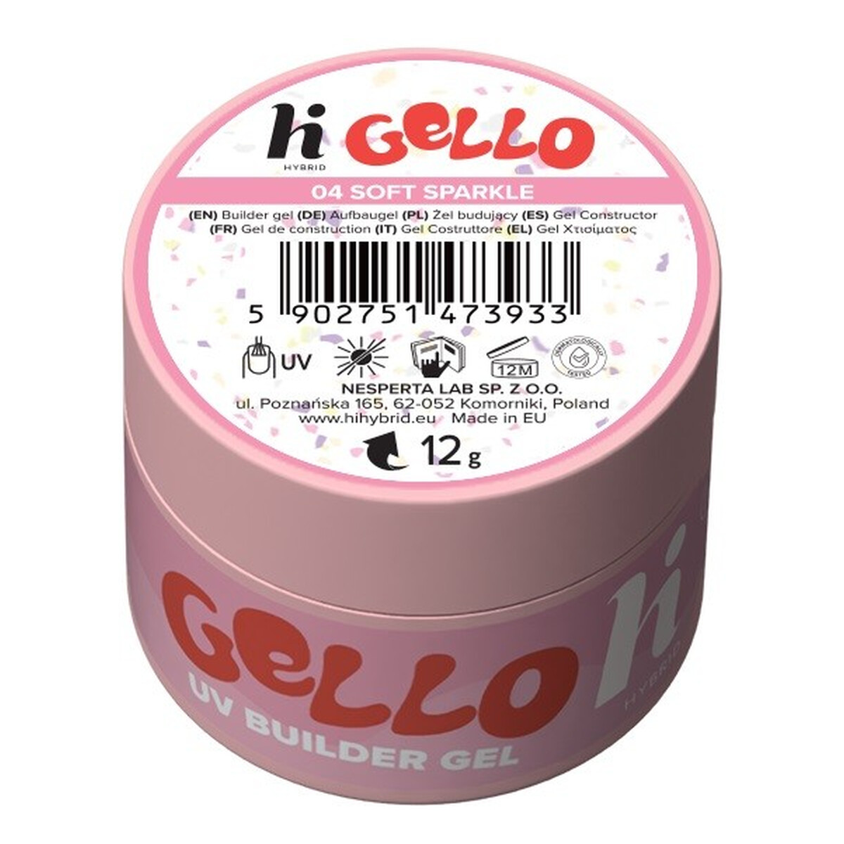Hi Hybrid Gello Żel budujący do paznokci 04 soft sparkle 12g