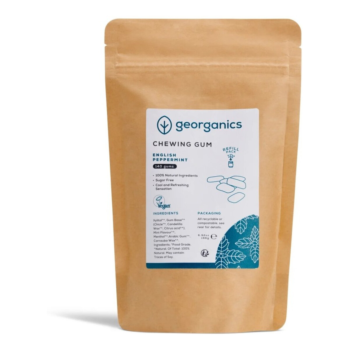 Georganics Naturalna guma do żucia Mięta pieprzowa