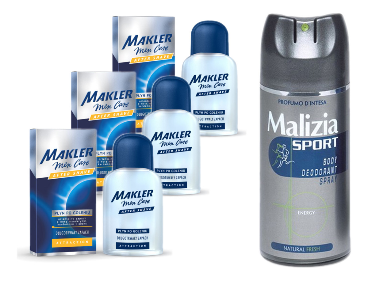 Woda po goleniu 3szt. + Malizia Sport Dezodorant Spray
