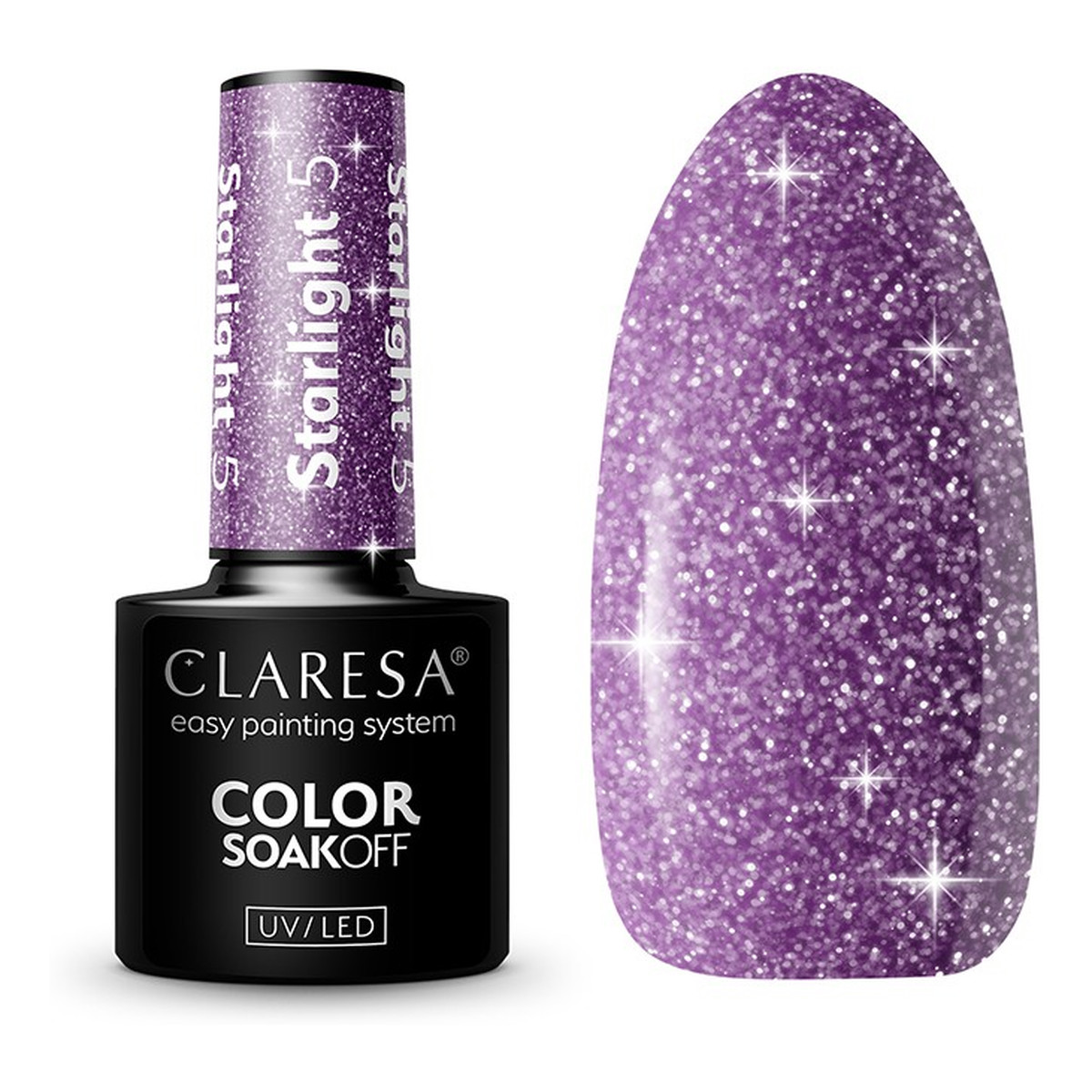 Claresa Starlight Lakier do paznokci hybrydowy z drobinkami flash 5g