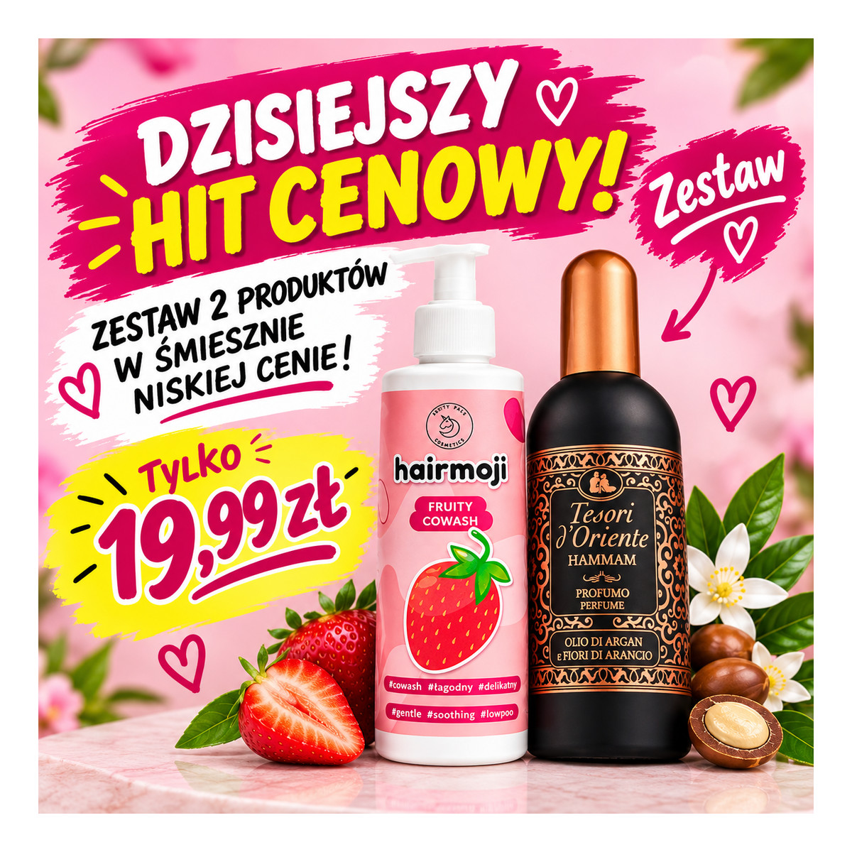 Perfumy 100ml + Hairmoji Cowash Szampon w kremie 190ml