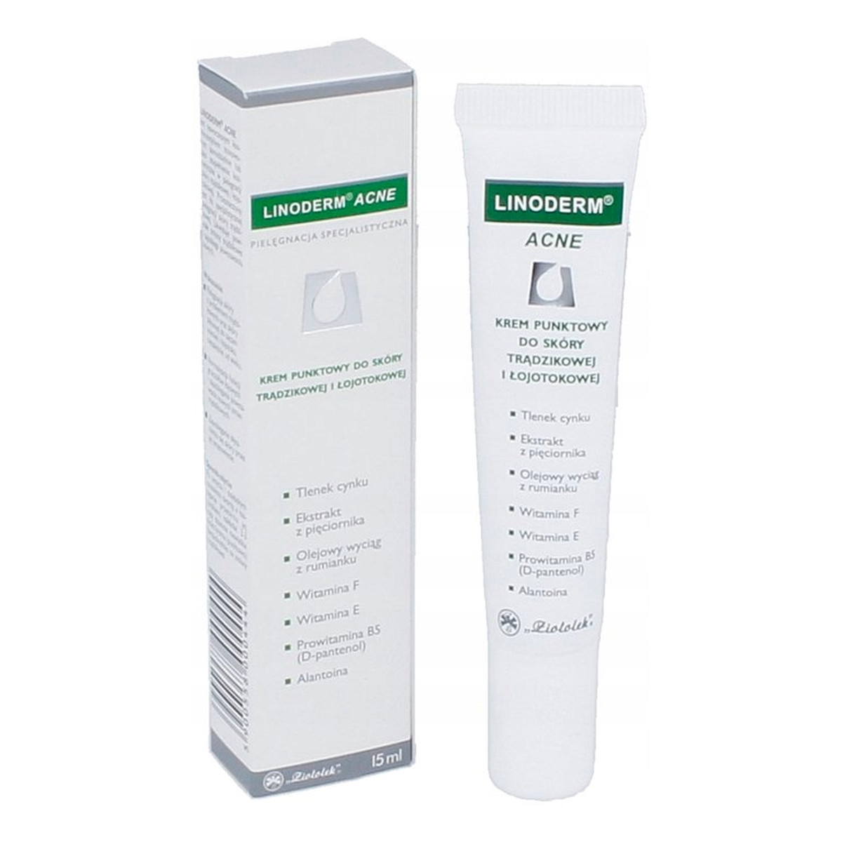 Linoderm Acne Krem punktowy do skóry trądzikowej i łojotokowej 15ml