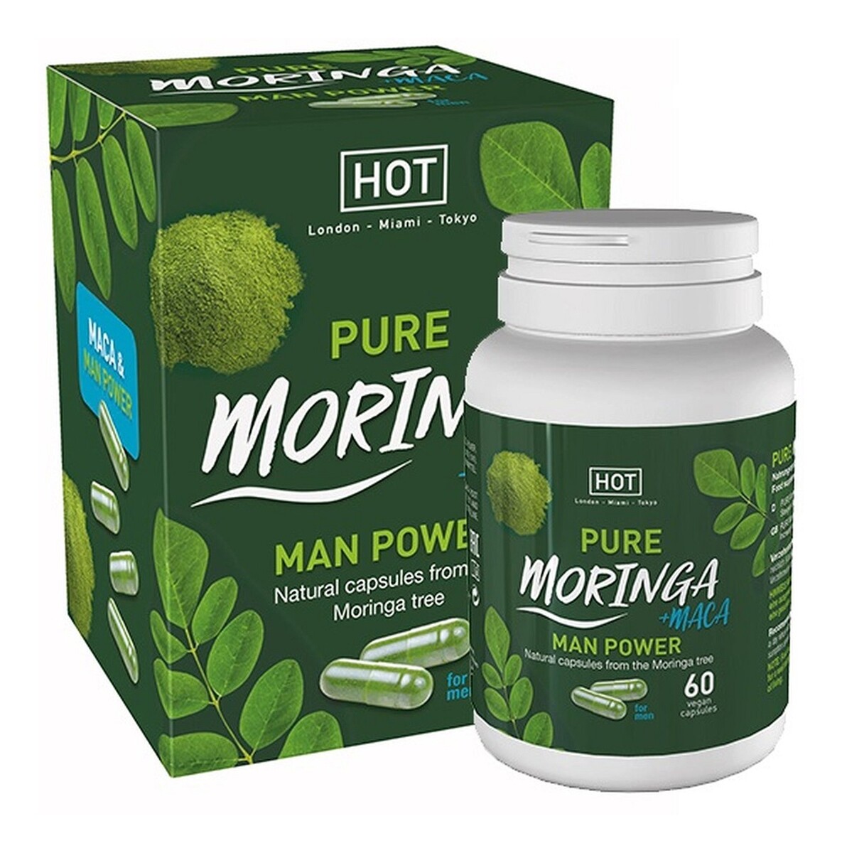 Premium moringa + maca man power suplement diety dla mężczyzn na potencję 60 kapsułek