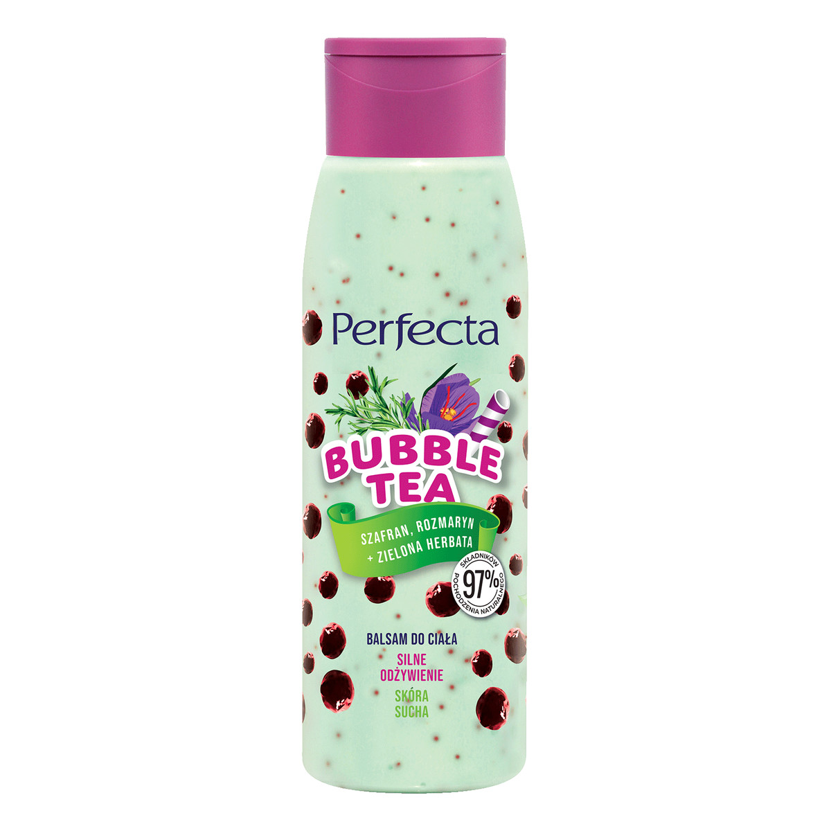 Perfecta Bubble Tea Balsam do ciała Silne Odżywienie - Szafran,Rozmaryn i Zielona Herbata 400ml