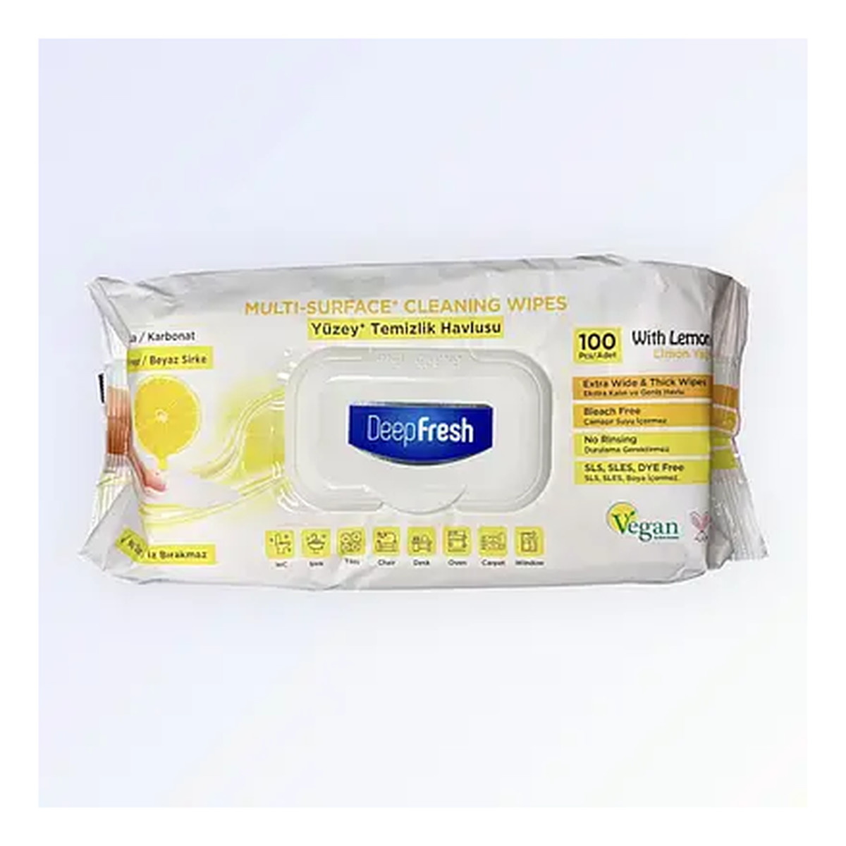 Chusteczki do czyszczenia powierzchni z cytryną