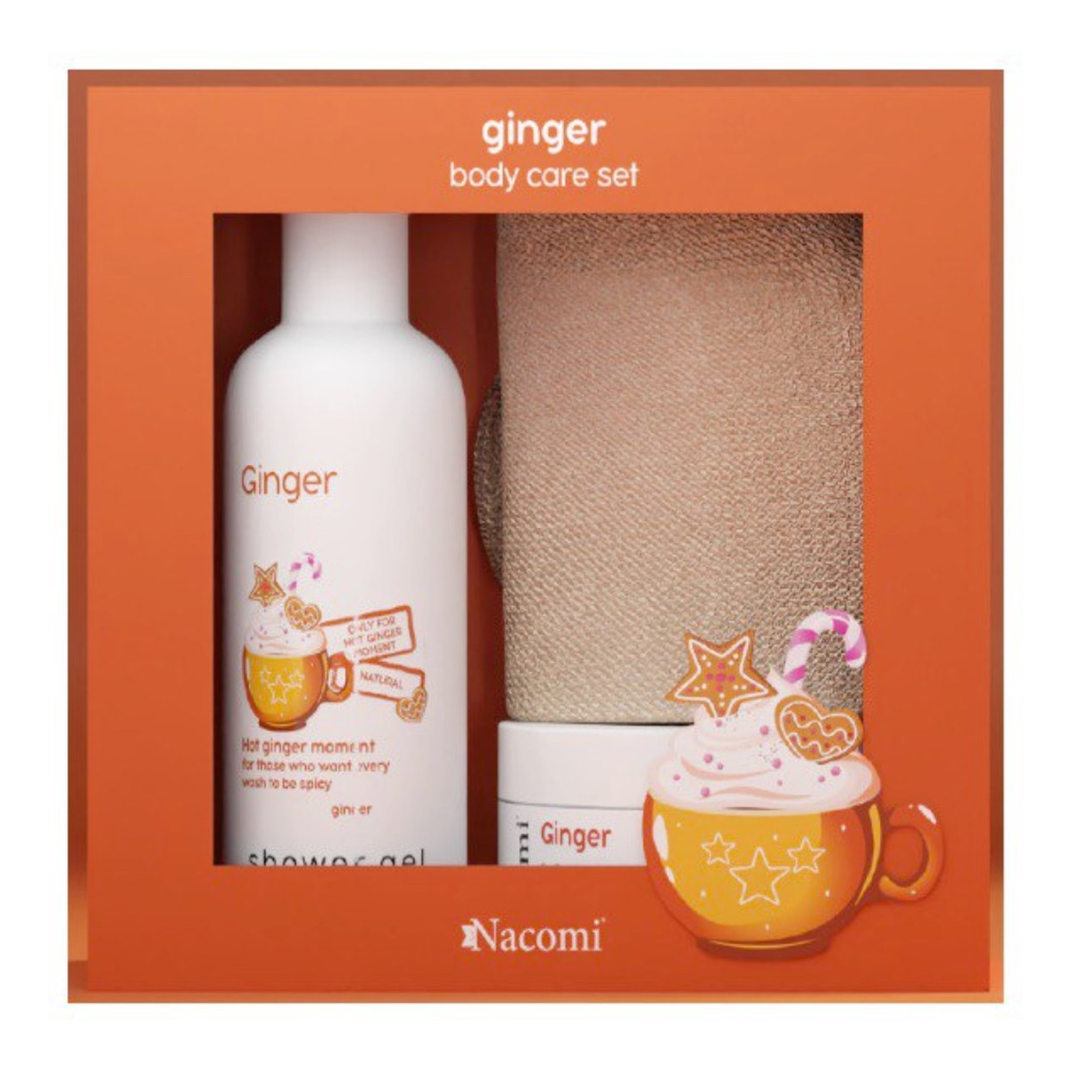 Nacomi Body Care set Żel pod prysznic 300 ml + Masło do ciała 100 ml + Rękawica do kąpieli 100ml