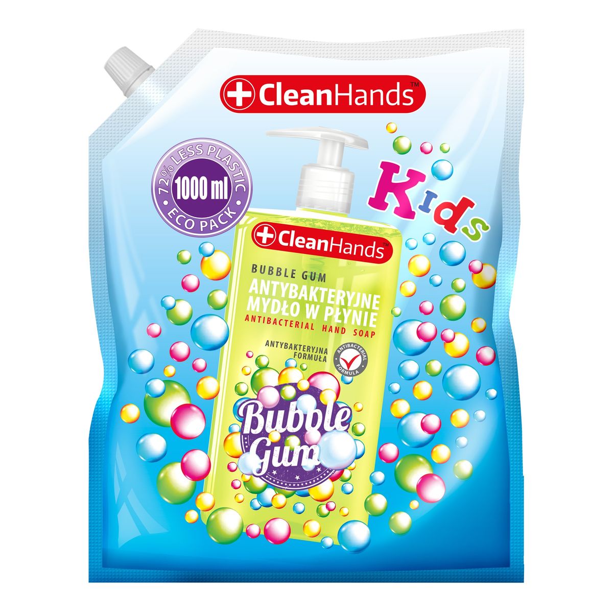 Swit CLEAN HANDS Antybakteryjne Mydło do rąk dla dzieci guma balonowa zapas 1000 ml