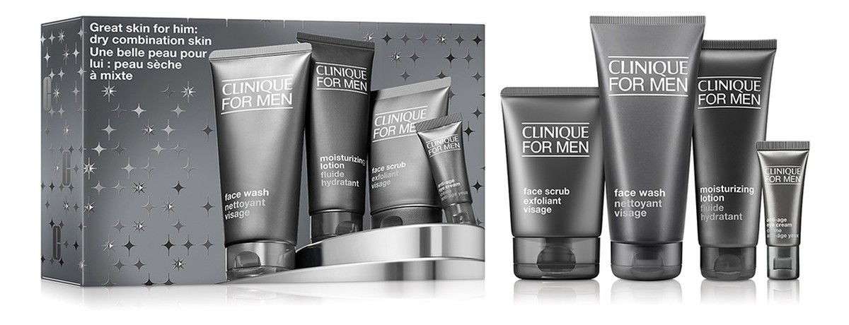 Zestaw żel do mycia twarzy 200ml + peeling do twarzy 100ml + przeciwstarzeniowy krem pod oczy 15ml + emulsja nawilżająca do twarzy 100ml