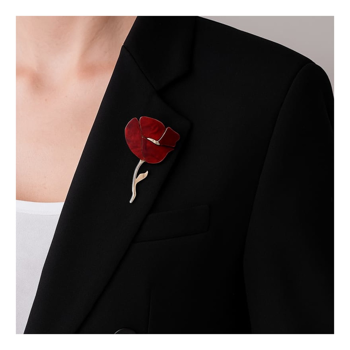 Ecarla Broszka ozdobna - bordowy mak, złoto BZ224